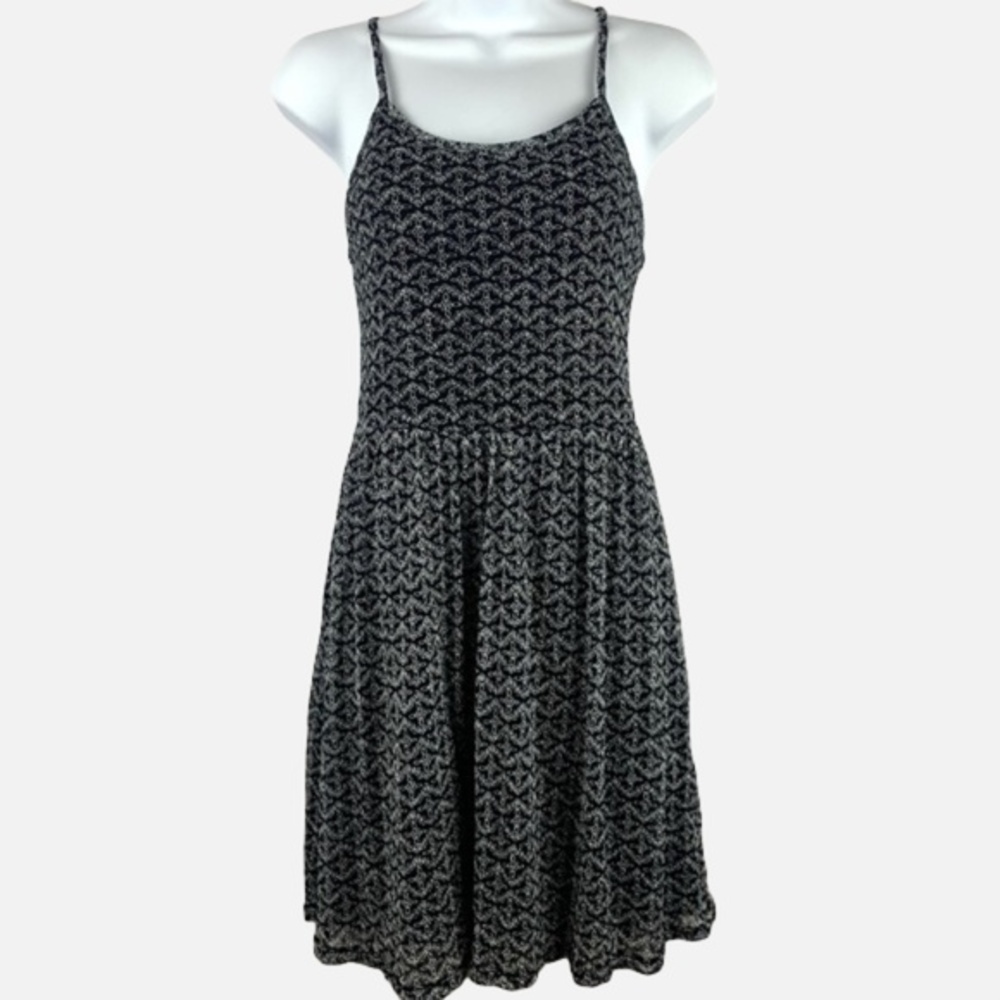 Xhilaration Black White Spagetti Strap Tank Dress Criss Cross Back